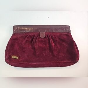 Vintage Burgundy Suede Phillippe Clutch.